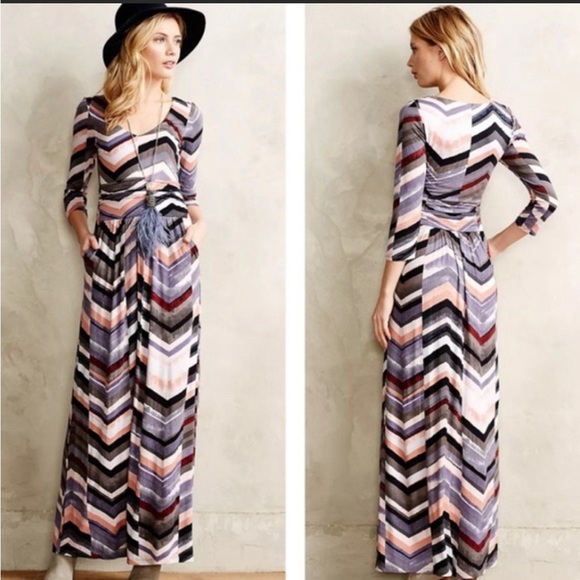 Maeve Chevron patterned dress sz L - Picture 1 of 7